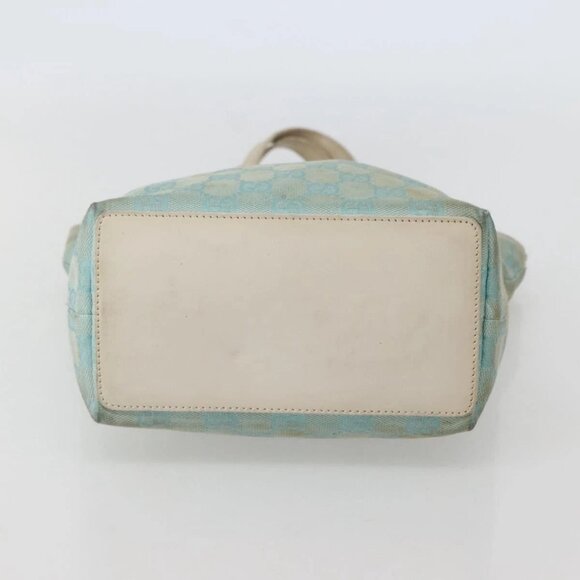 GUCCI GG Canvas Tote Bag Light Blue Gold 002 1099 Auth 130091 - Picture 7 of 16